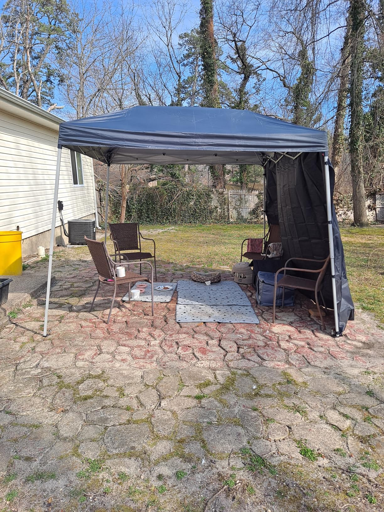 Canopy Tent, 10X10 FT Pop Up Canopy Outdoor Instant Tent Slant Legs with Carrying Bag, Portable Gazebo Shelter for Patio Deck Garden and Beach - 8X8 FT Canopy Cover, Blue customer photo 1
