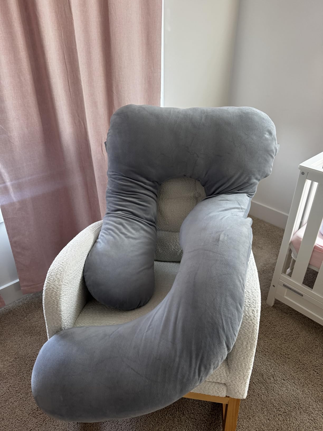 MOON PARK Pregnancy Pillows for Sleeping - 57 Inch U Shaped Full Body Maternity Pillow with Removable Cover - Support for Back, Legs, Belly, Hips - Pregnancy Pillow for Women - Grey customer photo 1
