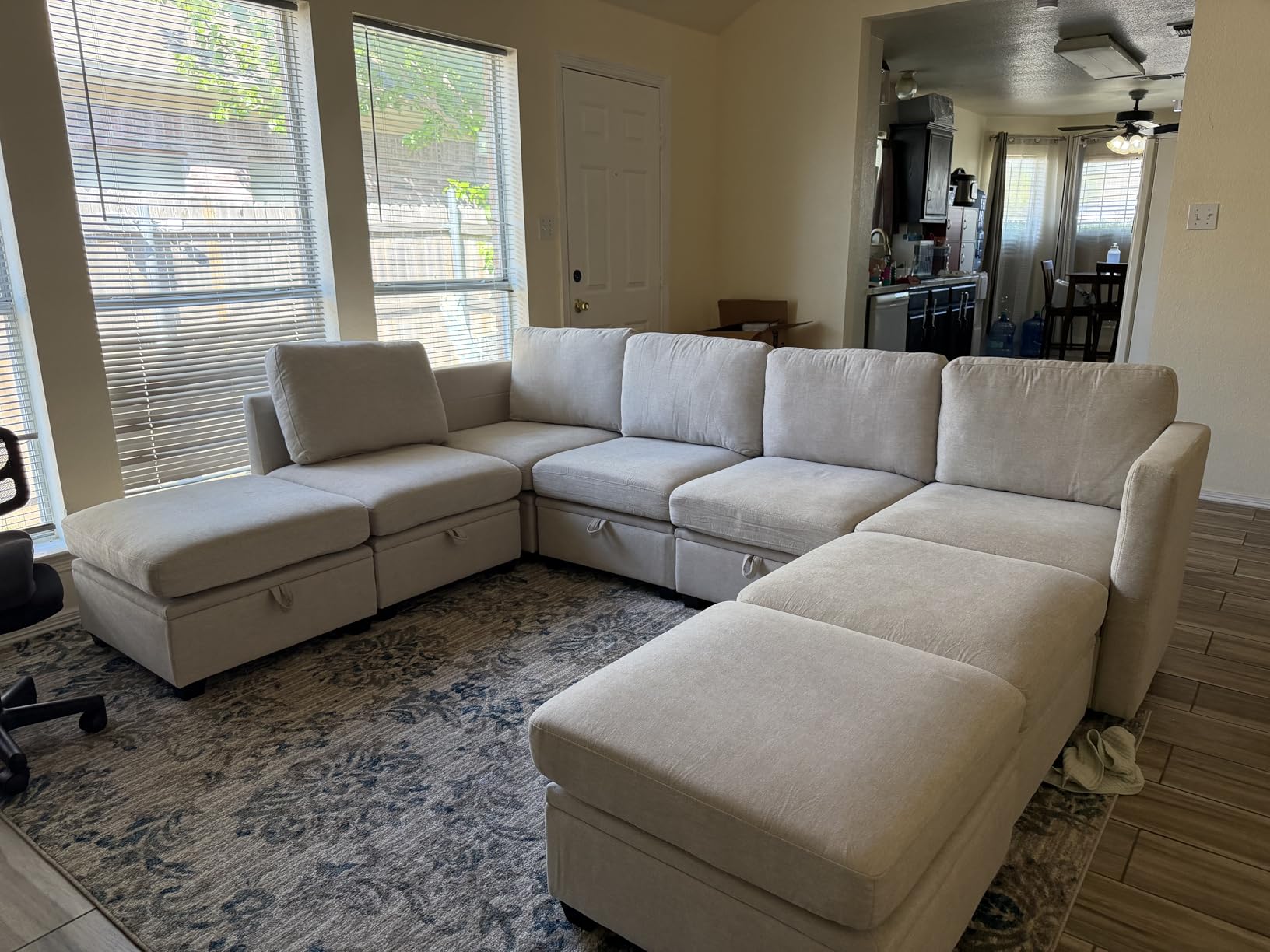 Wasure Modular Sectional Sofa with Storage, U Shaped Sectional Couch for Living Room, Convertible Modular Sofa Couch with Ottomans, High Supportive & Soft Sponge, 6 Seat, Grey customer photo 1