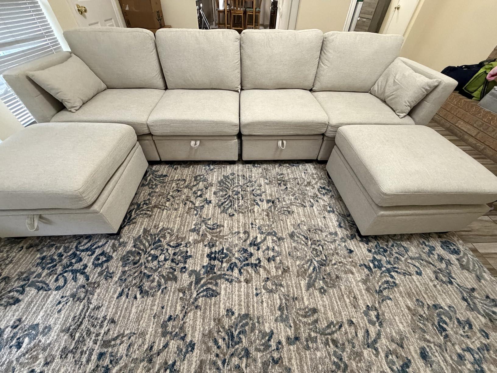Wasure Modular Sectional Sofa with Storage, U Shaped Sectional Couch for Living Room, Convertible Modular Sofa Couch with Ottomans, High Supportive & Soft Sponge, 6 Seat, Grey customer photo 2