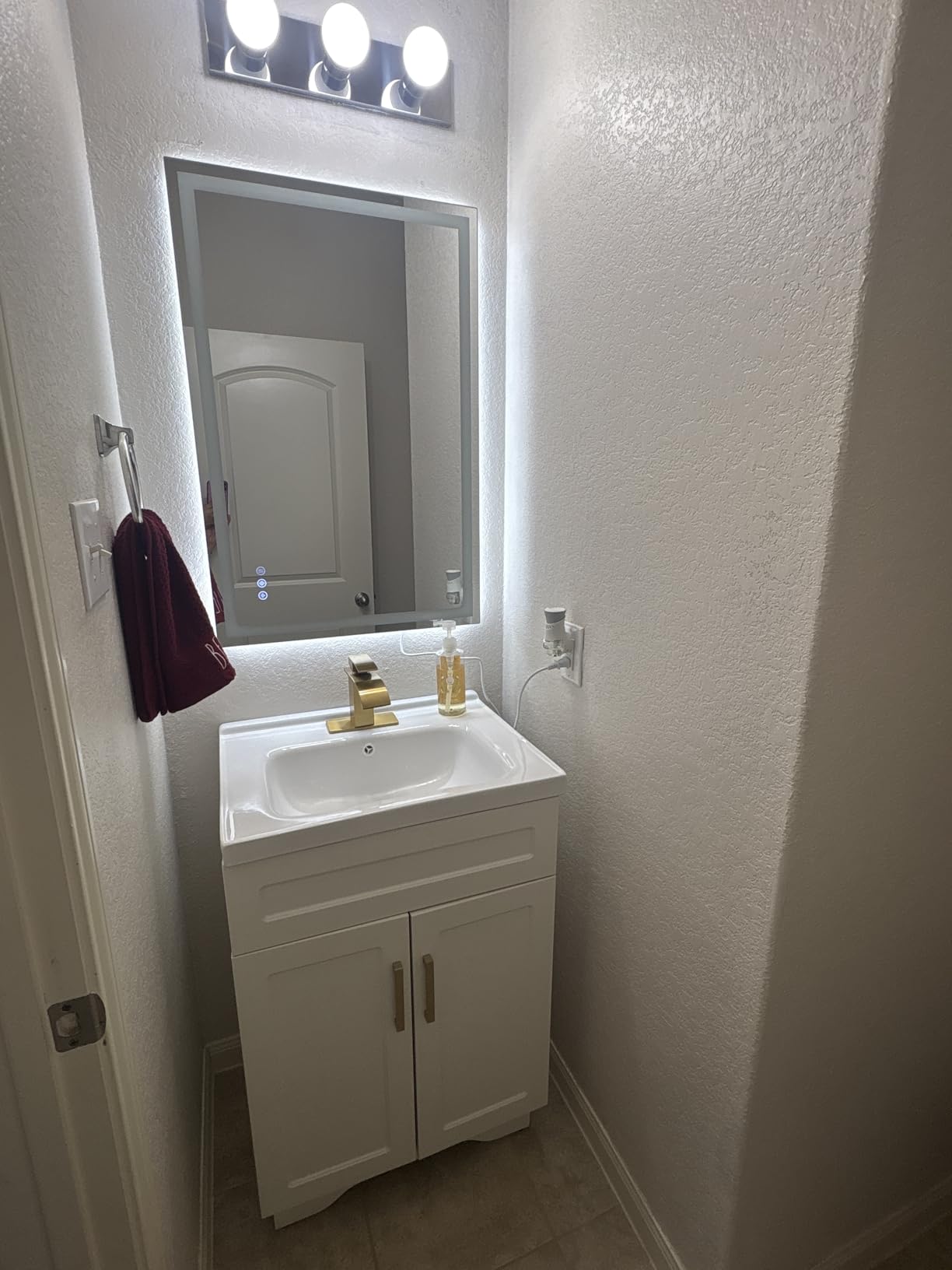 OLD CAPTAIN Double Door Bathroom Vanity with 24 Inch Sink, Quick Assembly Cabinet, White & Grey customer photo 2