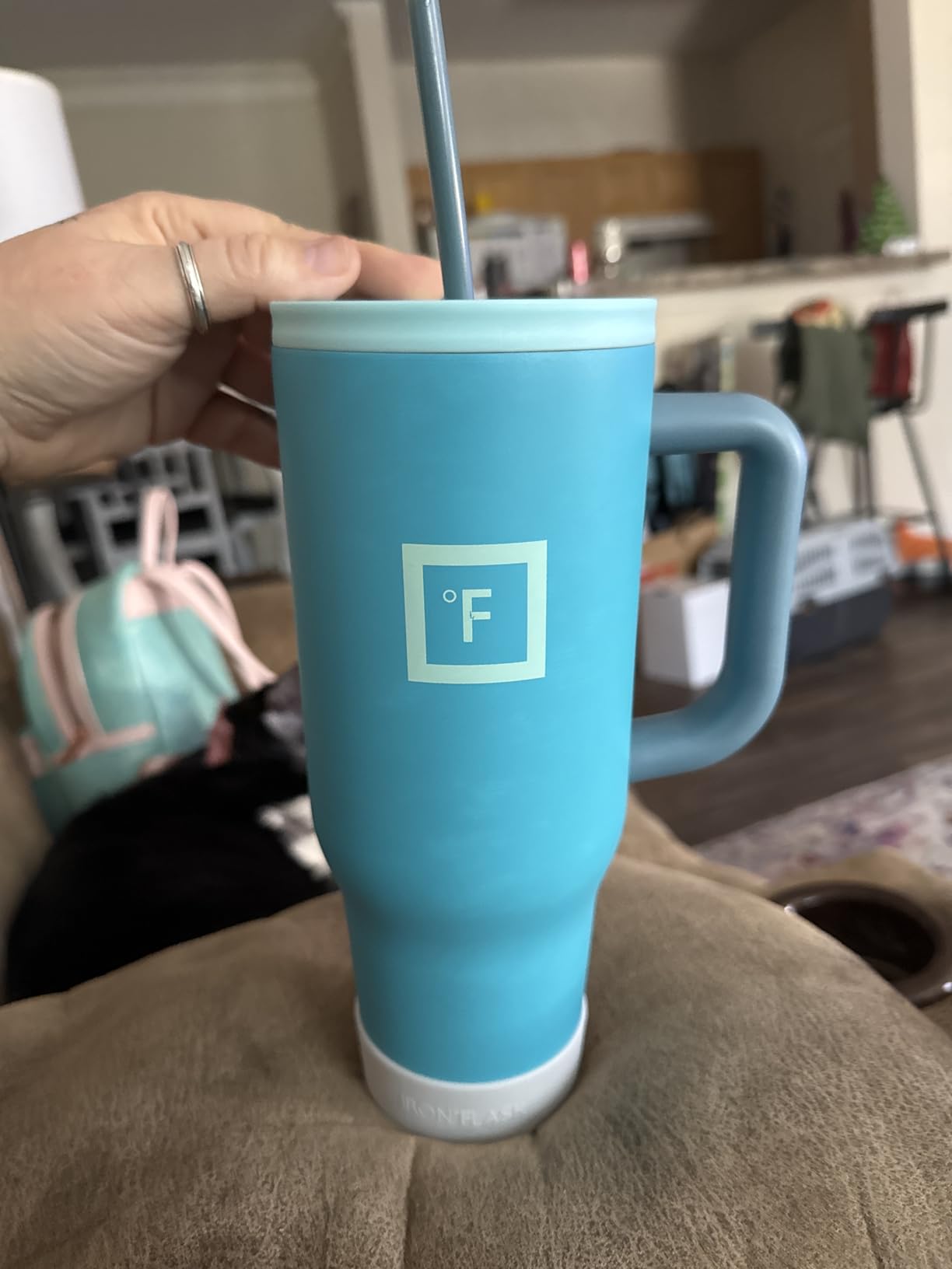 IRON °FLASK Co-Pilot Insulated Mug w/Straw & Flip Cap Lids - Cup Holder Bottle for Hot, Cold Drink - Leak-Proof - Water, Coffee Portable Travel Mug - Aurora, 32 Oz customer photo 1