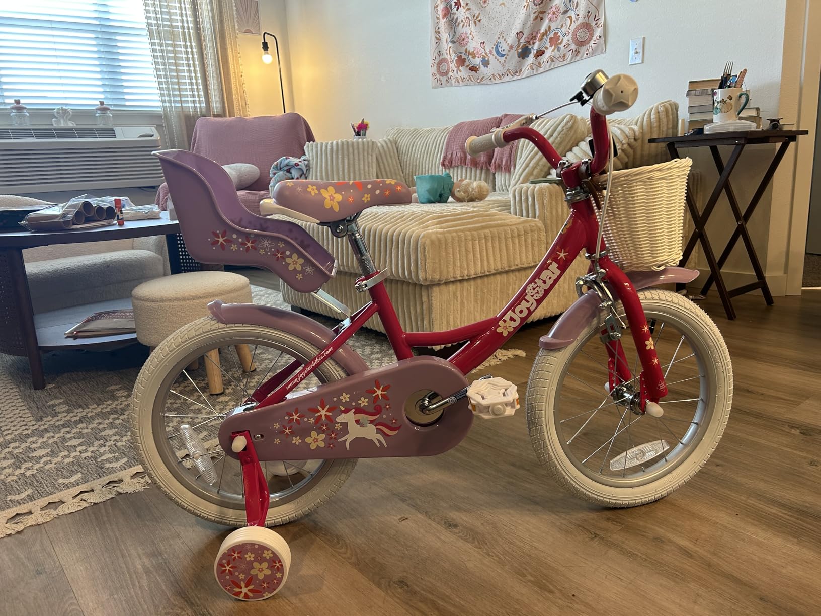 JOYSTAR Unicorn Kids Bike for Girls Ages 2-9 Years Old, 12 14 16 18 Inch Kids Bike with Training Wheels, Doll Seat, Streamers and Basket, Toddler Girl Bicycle, Multiple Colors customer photo 2