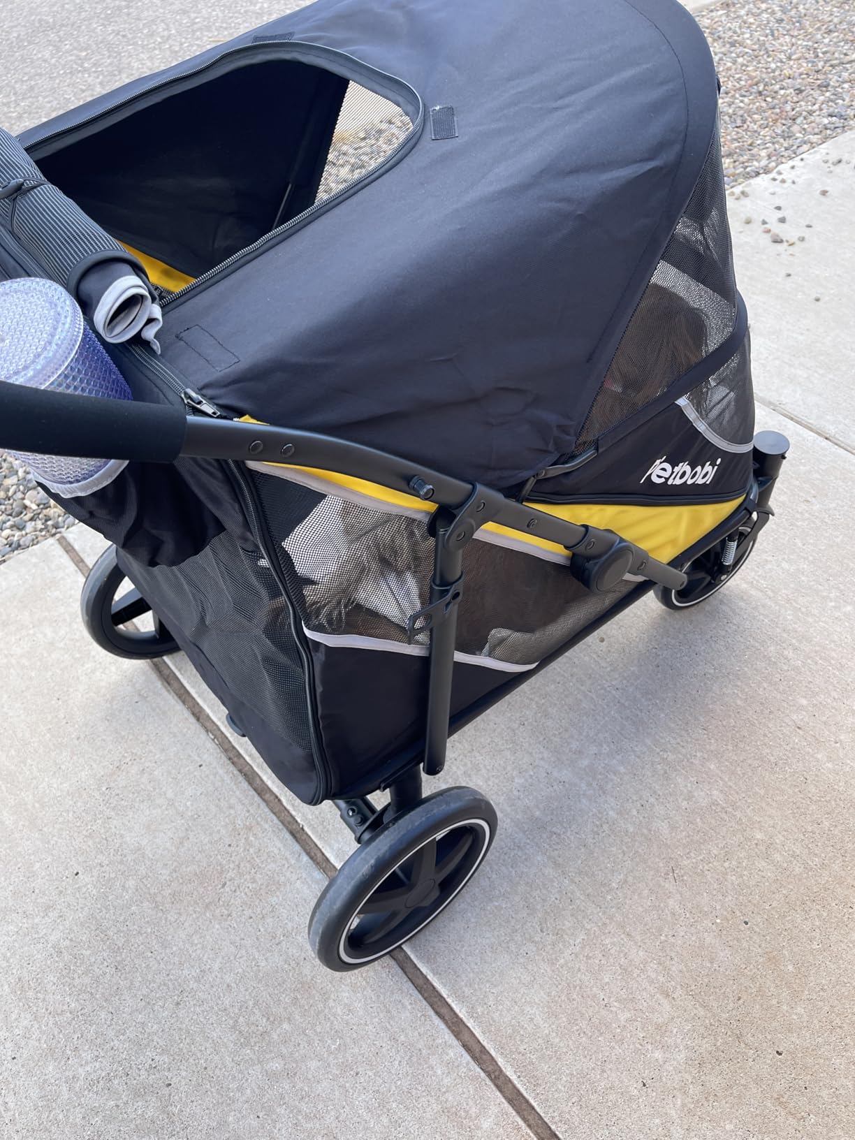 Petbobi Dog Stroller for Large & Medium Dogs - Easy Fold Dual Entry Pet Stroller with One-Foot Brake, All Terrain Wagon Cart with Air Mesh, Ideal for Large Senior Pets up to 80 lbs, Green customer photo 2