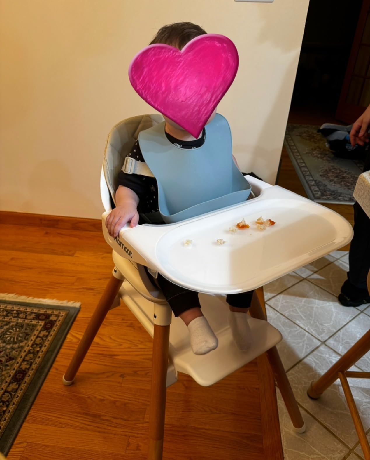 High Chair, 6 in 1 Wooden Convertible High Chairs for Babies and Toddlers, Booster Seat with Double Tray & Reversible Footrest Baby Highchair, 5-Point Harness Baby Feeding Chair, Beige customer photo 1