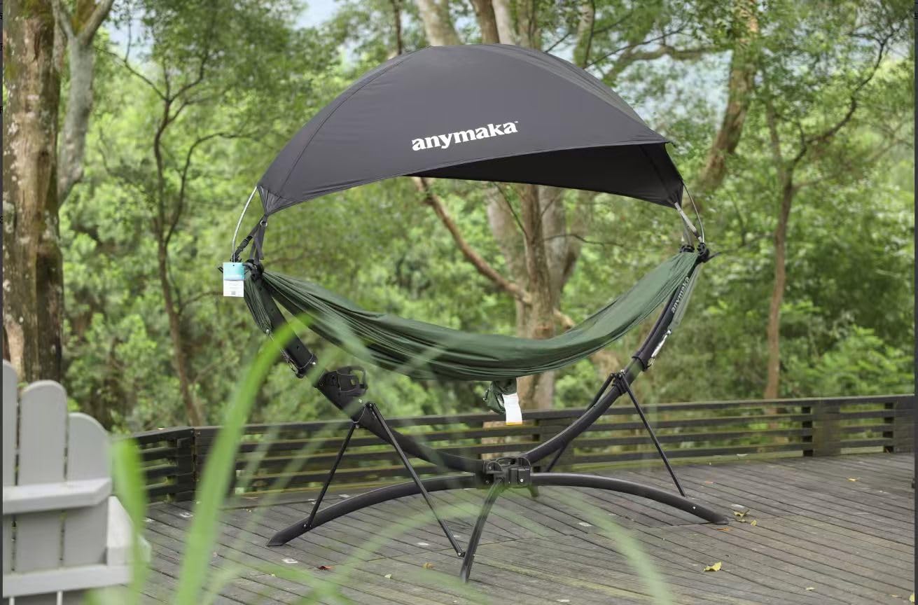 anymaka Set Up in 3 Seconds Adjustable Portable Aluminum Alloy Hammock Stand for Outside with Chair Mode & Lounge Mode up to 105
