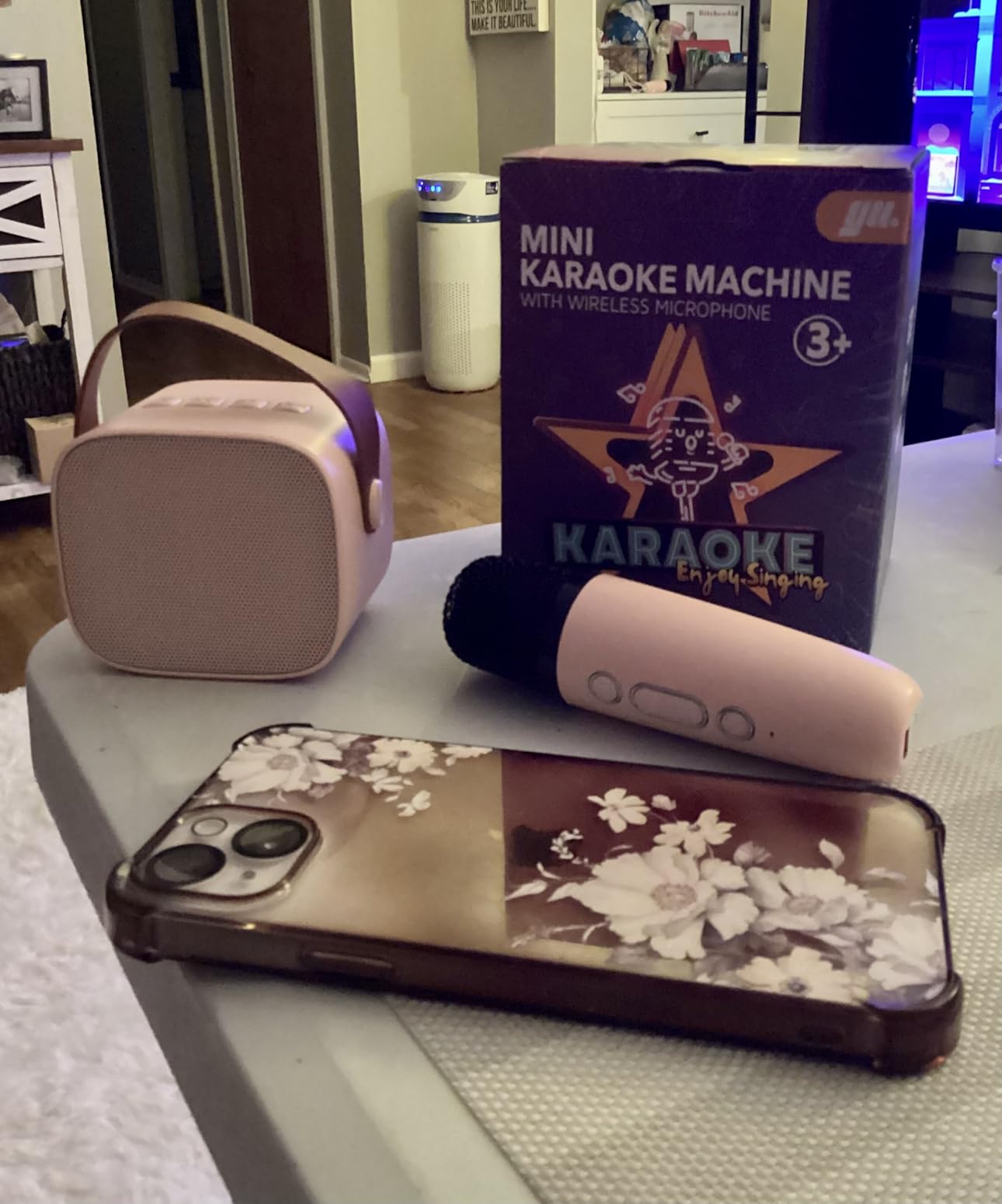 YLL Karaoke Machine for Kids, Portable Mini Speaker with 2 Wireless Microphones, TOP Kids Gifts for Girls Ages 3, 4, 5, 6, 7, 8, 9, 10+ Years Old, 4-12th Birthday Singing Present Toy Party (Purple) customer photo 2