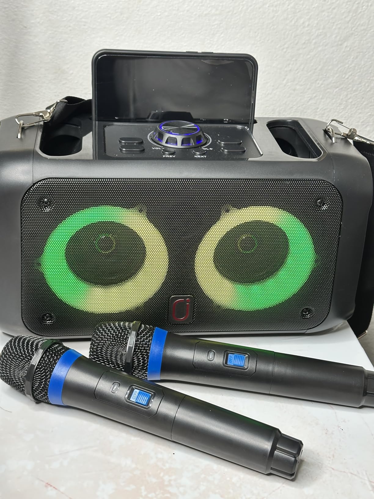 HWWR Karaoke Machine, Pro Karaoke Speaker with 2 Wireless Microphones, Portable Design 5.3 Bluetooth for Adults Kids Gifts with DJ Lights for Home Party, Outdoor Events, Supports FM/USB/AUX/REC/TF customer photo 2