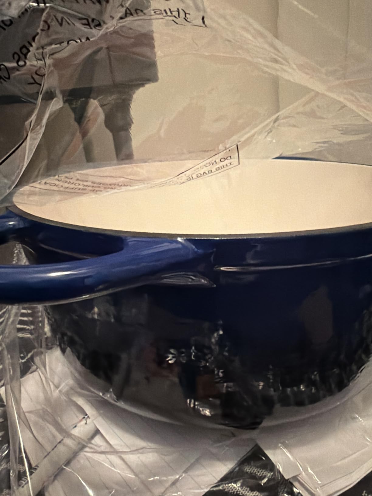 Nuovva Enamelled Cast Iron Dutch Oven Pot with Lid - 6.4 Quart Non Stick Casserole Pot - Heavy Duty & Oven Safe up to 500° F for Bread Baking, Braising, Stews, Roasting - 28cm Dark Blue customer photo 1