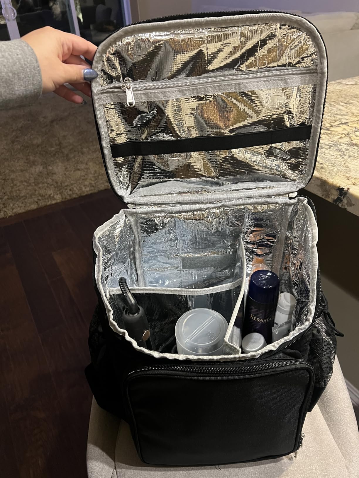 Hairstylist Traveling Bag, Large Capacity Barber Travel Backpack, Hairdresser Bag with Adjustable Dividers, Hair Tools Travel Case, Professional Cosmetology Bags for Supplies, Hair Stylist Must Haves customer photo 2