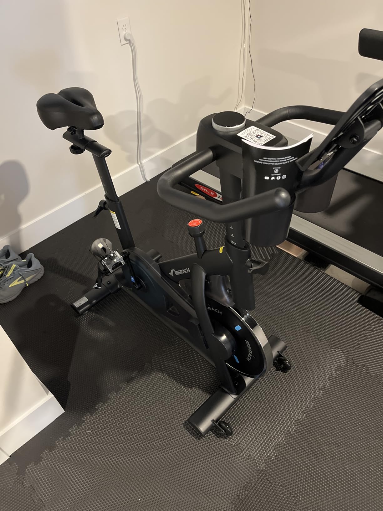MERACH Exercise Bike, Brake Pad Stationary Bike with Exclusive App, Low Noise Indoor Cycling Bike with 300lbs Weight Capacity, Tablet Mount and Fitness Courses for Weight Loss customer photo 2