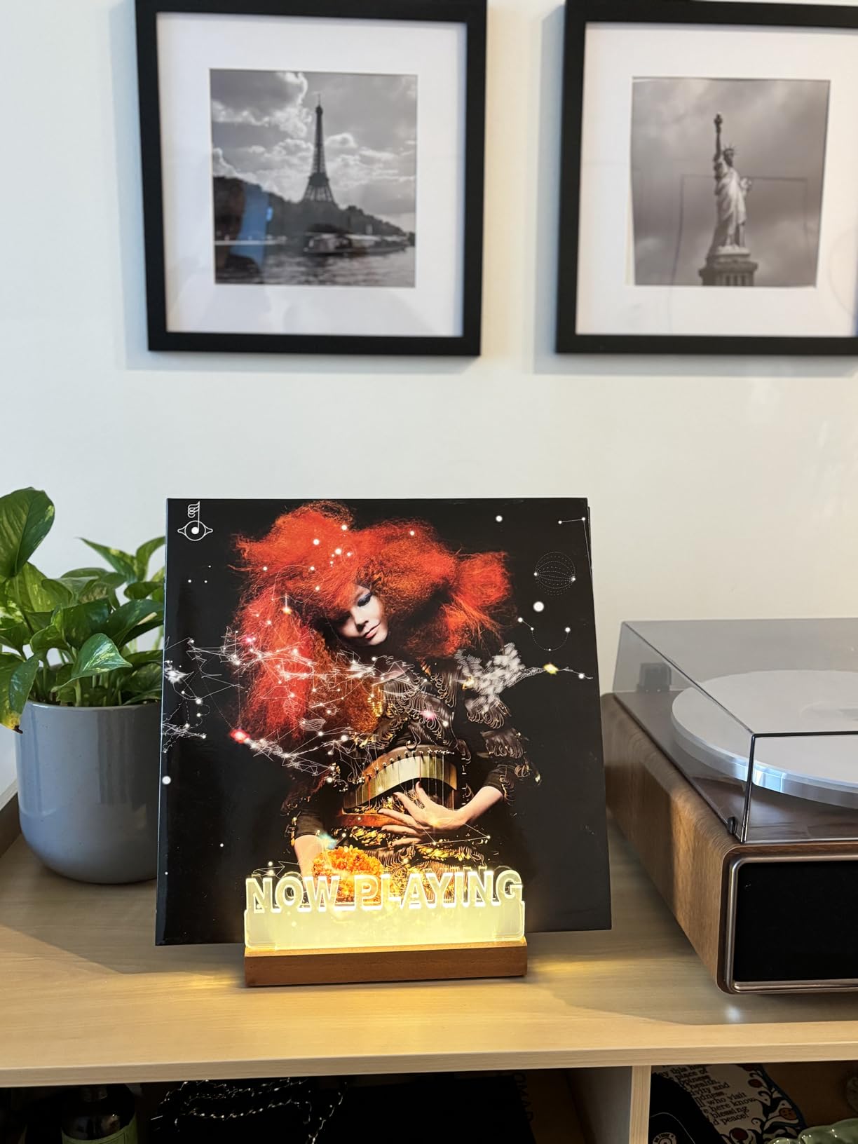 Now Playing Vinyl Record Stand, Light up Record Holder, Wooden Acrylic Display with Warm White Lights for Albums, Room Decor, for Vinyl Lovers customer photo 1