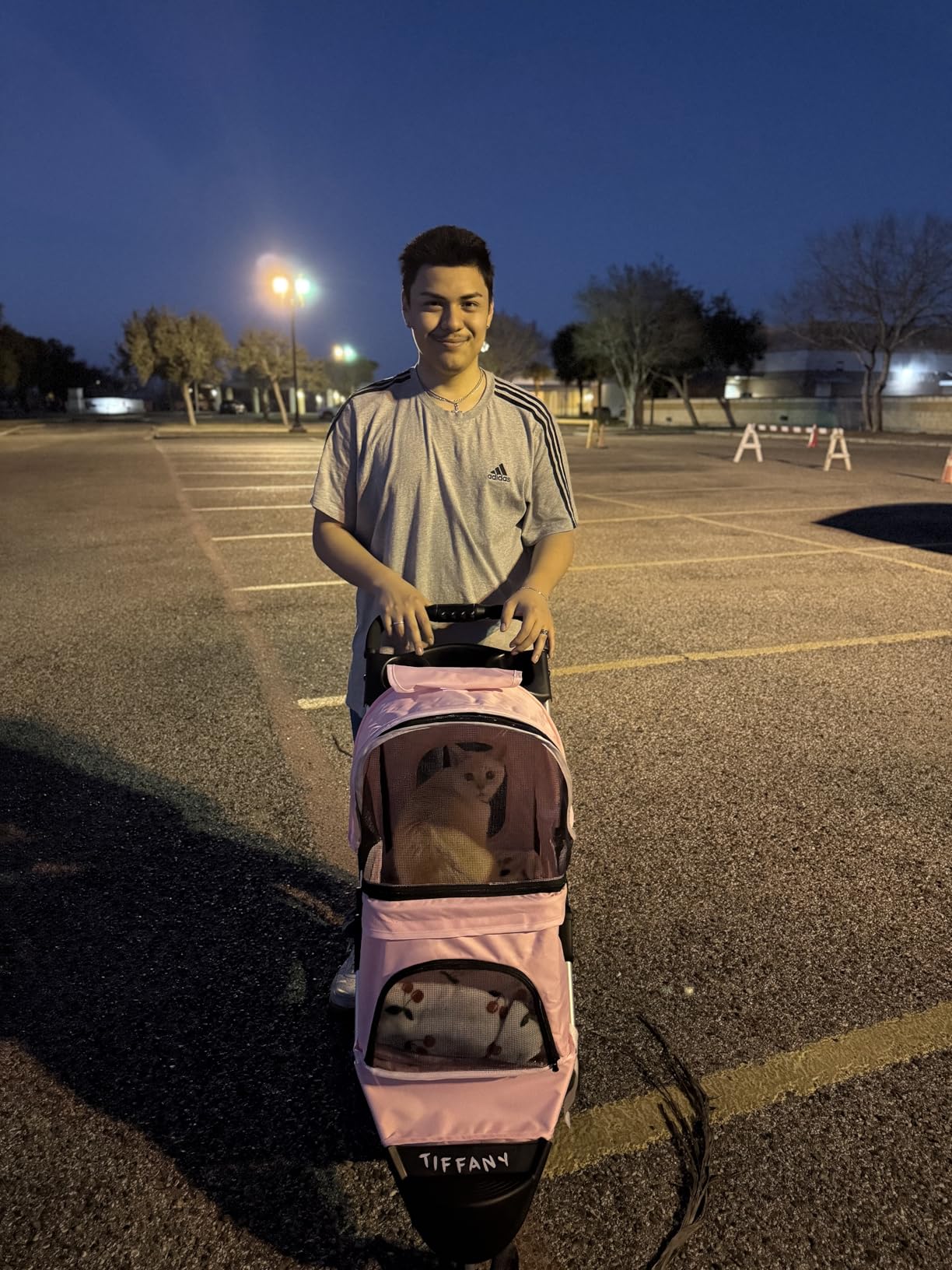 MoNiBloom Foldable Dog Strollers for Small Dogs with Weather Cover, 3 Wheels Pet Strolling Cart for Dogs and Cats with Storage Basket and Cup Holder, Breathable and Visible Mesh for All-Season, Coffee customer photo 2