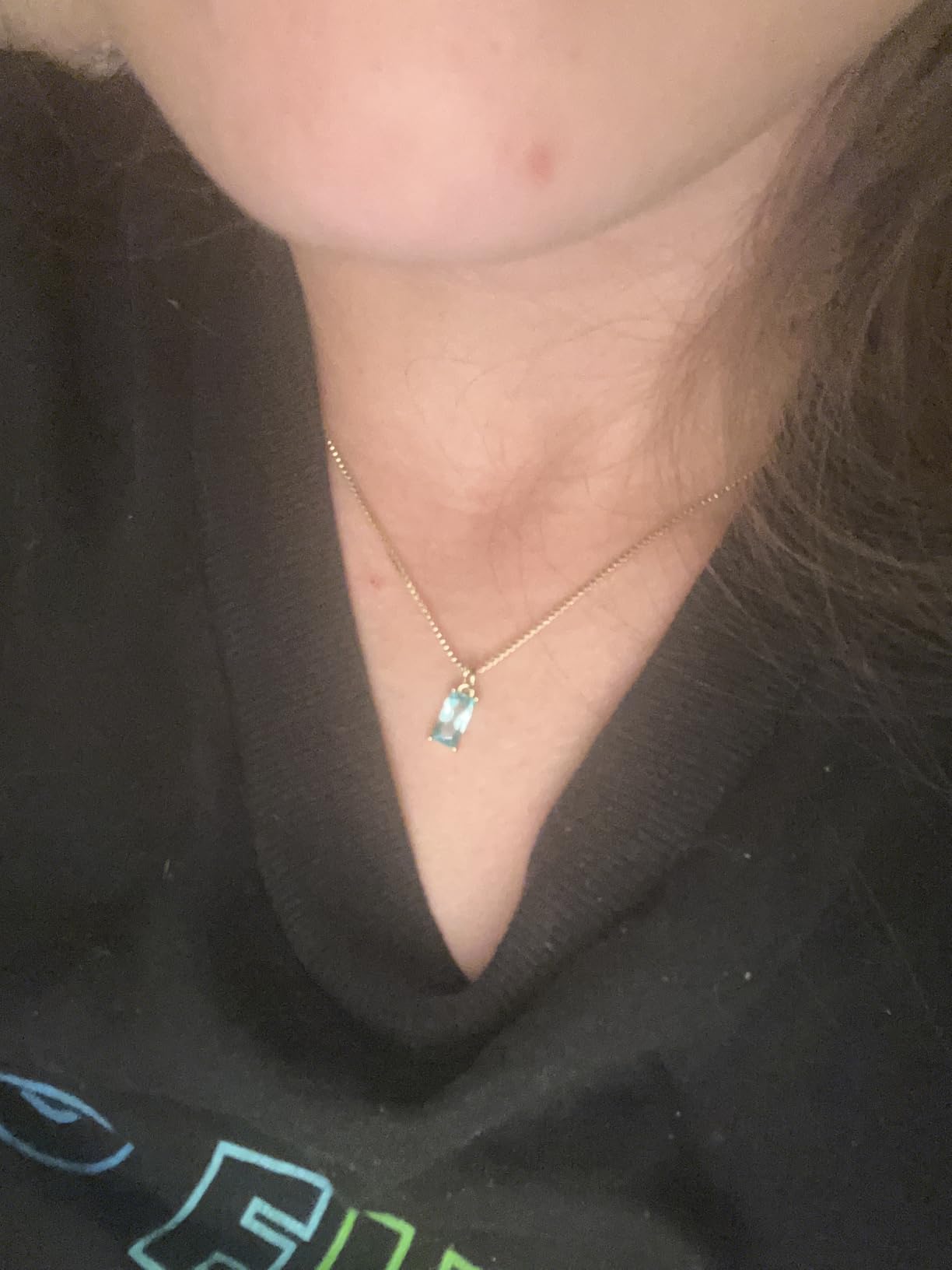 FUNEIA Diamond Necklaces for Women 14K Gold Plated Emerald Birthstone Necklace Blue Green Cubic Zirconia Pendant customer photo 1