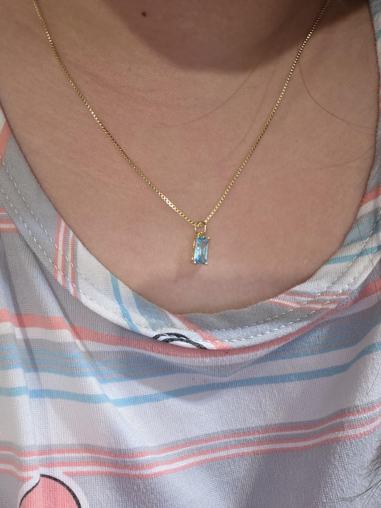 FUNEIA Diamond Necklaces for Women 14K Gold Plated Emerald Birthstone Necklace Blue Green Cubic Zirconia Pendant customer photo 2