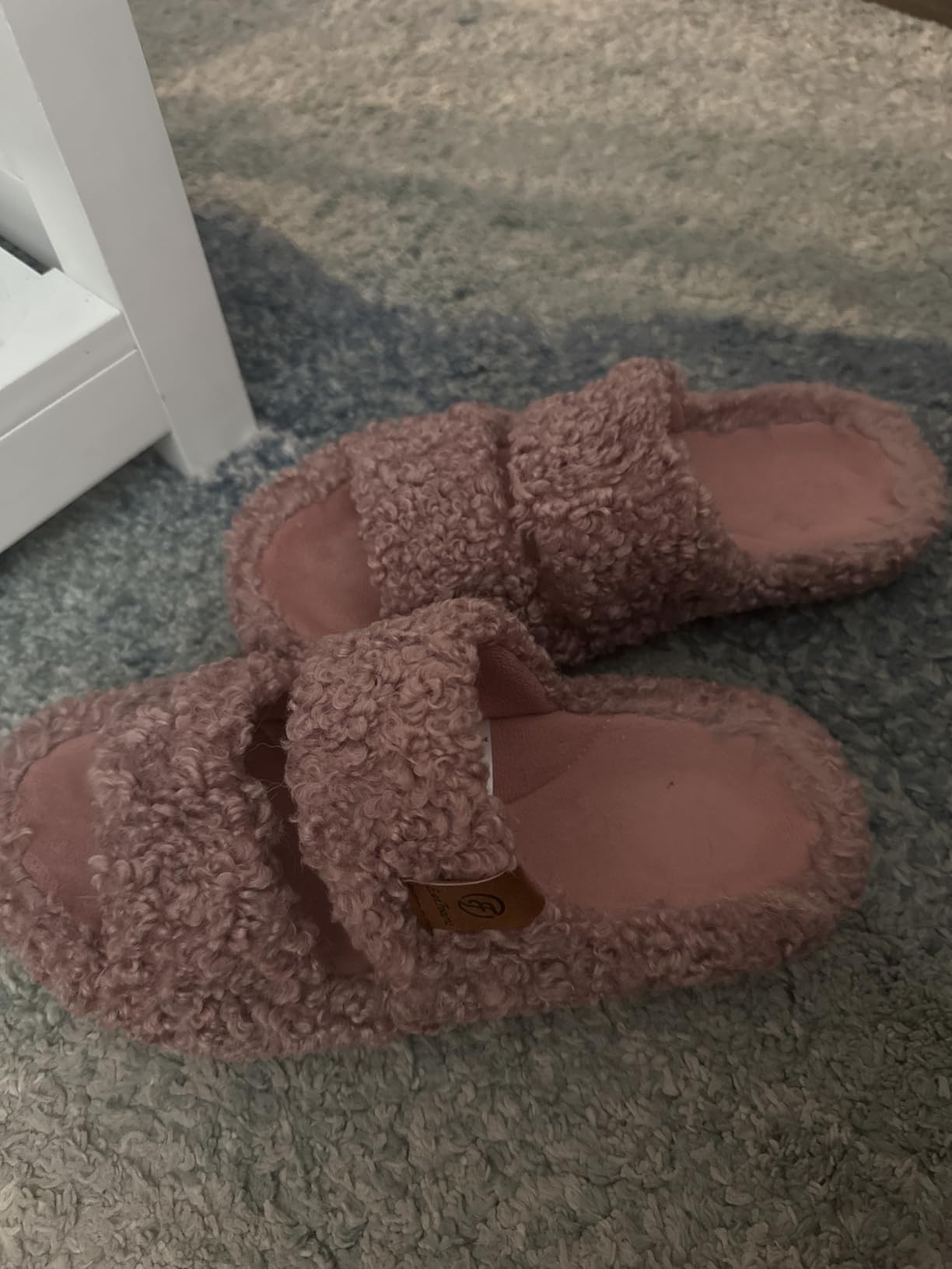 EverFoams Womens Fuzzy Open-toe Slippers Soft Comfy Memory Foam Indoor House Shoes customer photo 1