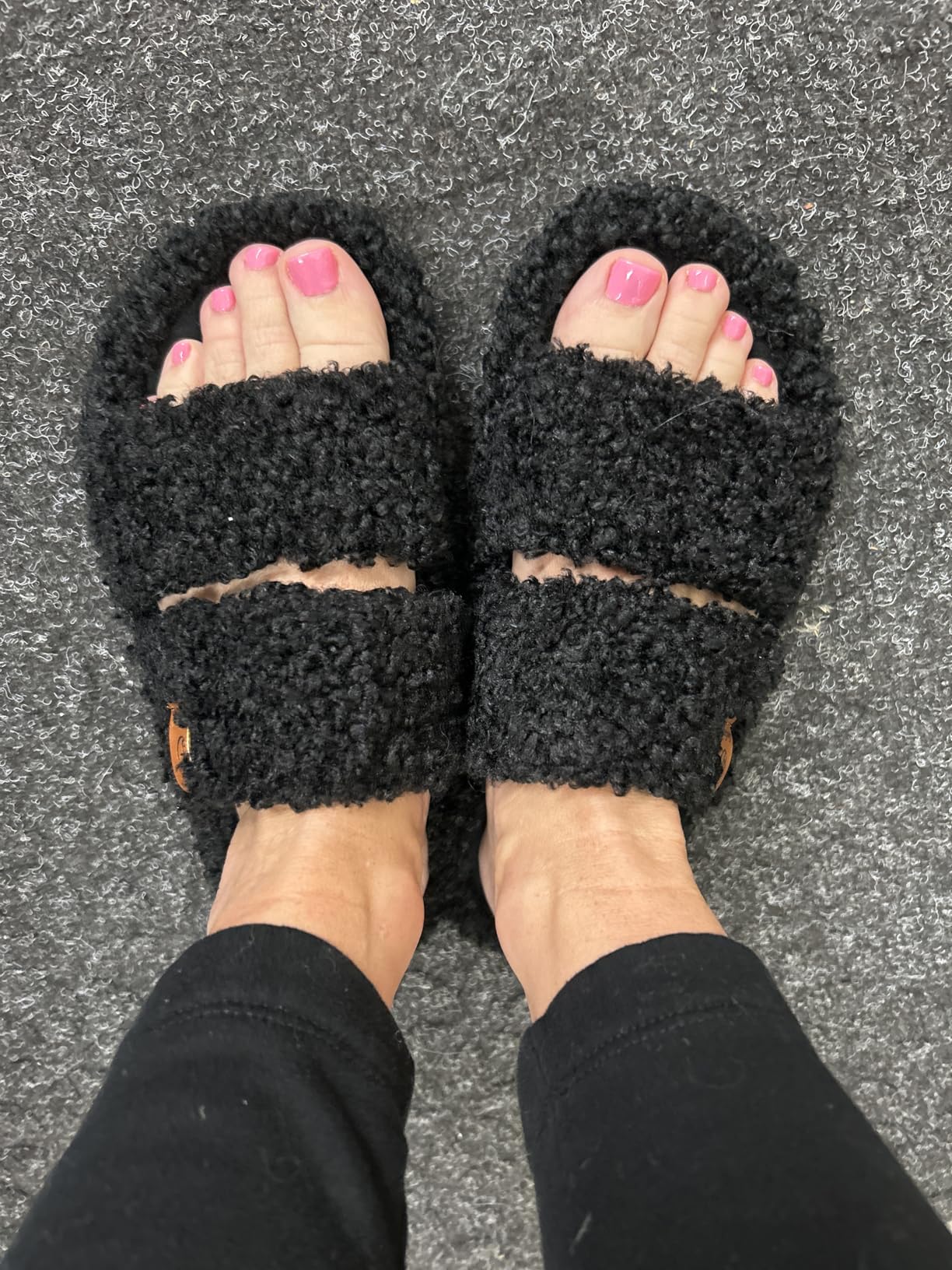 EverFoams Womens Fuzzy Open-toe Slippers Soft Comfy Memory Foam Indoor House Shoes customer photo 2