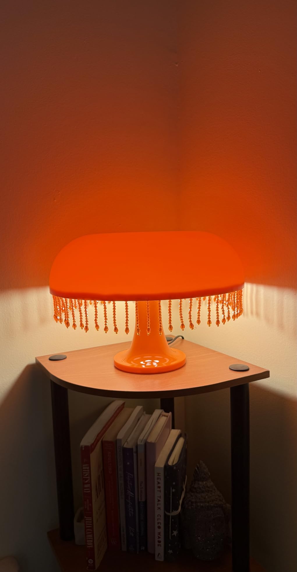 Orange Mushroom Lamp, Mid Century Modern Table Lamp for Bedroom, Minimalist Mushroom Decor Bedside Small Lamps, 2700K(Bulb Included, Plug Powered) customer photo 2