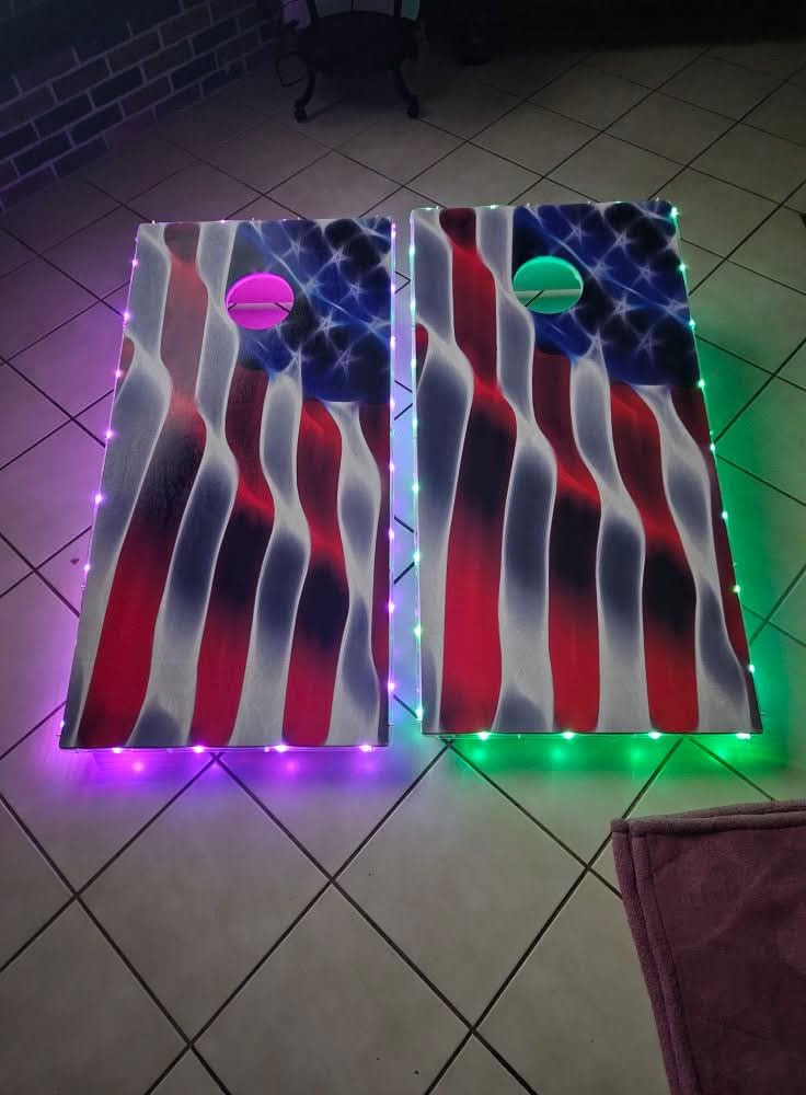 Brightz TossBrightz LED Cornhole Lights for Board and Hole - Includes Lights for 2 Boards - Lights Up Cornhole Board Edge and Hole - Keep The Game Going After Dark customer photo 1