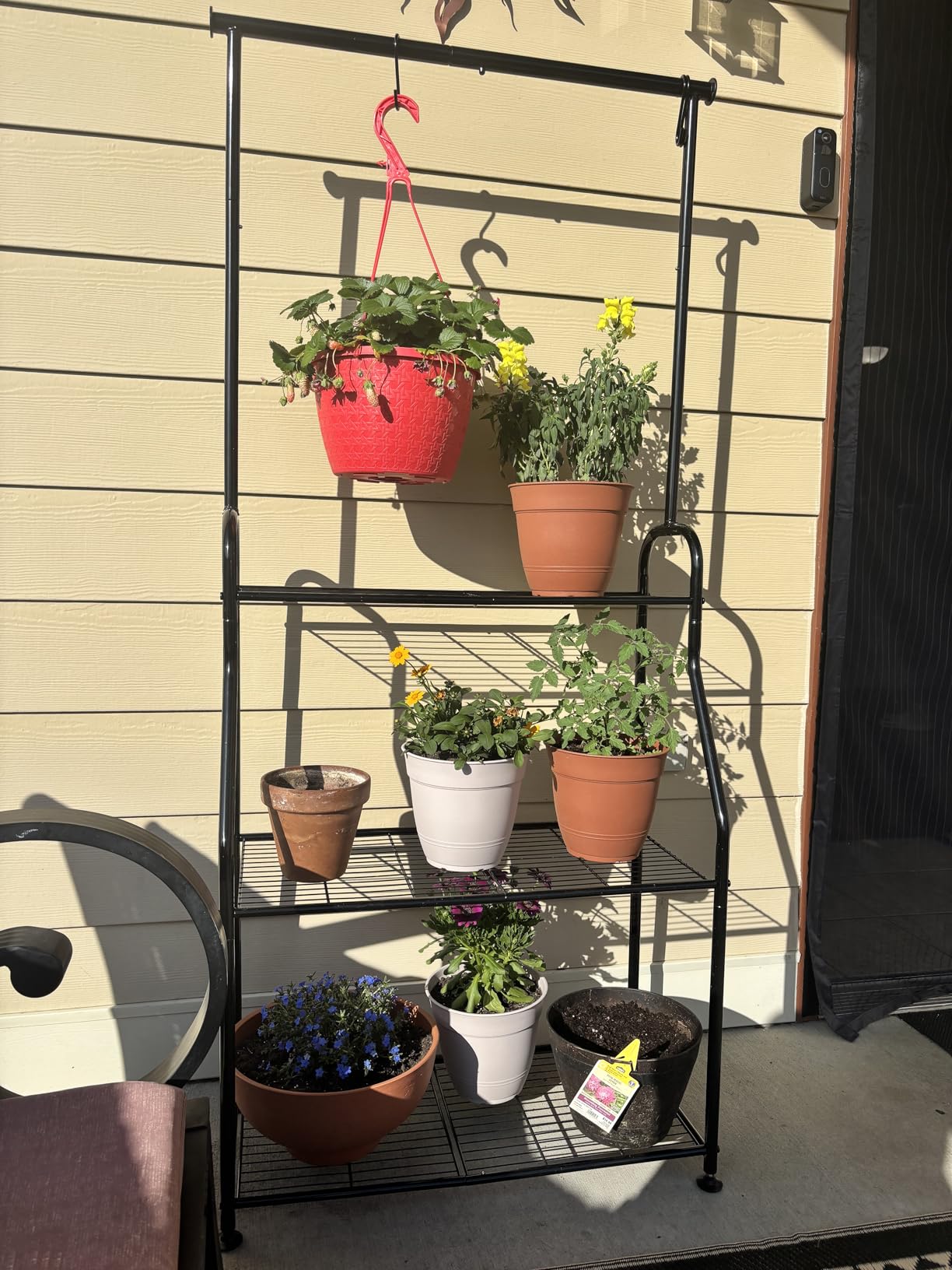 Simple Trending Plant Stand Indoor Outdoor, Heavy Duty Metal 3 Tiered Hanging Plant Shelf for Multiple Flower Planter Holder Tall Large Rack for Living Room Garden Balcony, Black customer photo 2