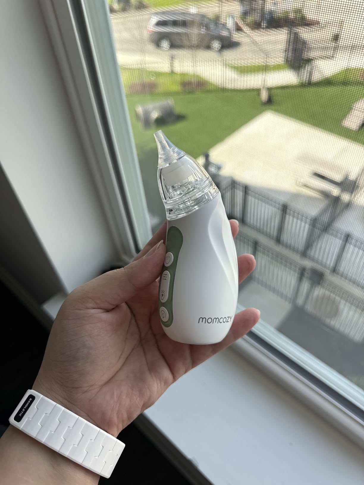 Momcozy Baby Nasal Aspirator, 3 Suction Levels Electric Nasal Aspirator for Baby, Portable Baby Nose Aspirator with Light Soothing and Music customer photo 2