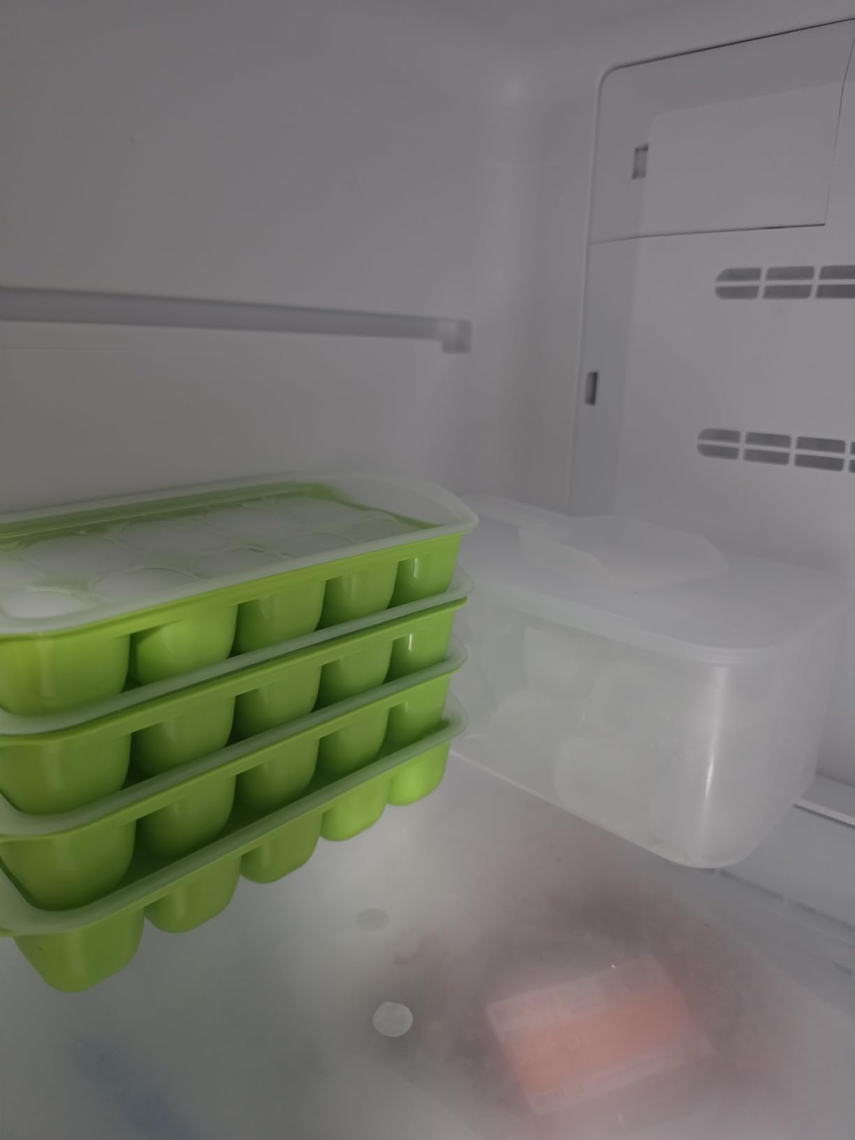 DOQAUS Ice Cube Tray with Lid and Bin - 4 Pack Ice Bucket Kits, Stackable Silicone Ice Trays for Freezer, Easy Pop Out, BPA Free for Cocktail, Coffee, Soup, Food, RV, Kitchen customer photo 1