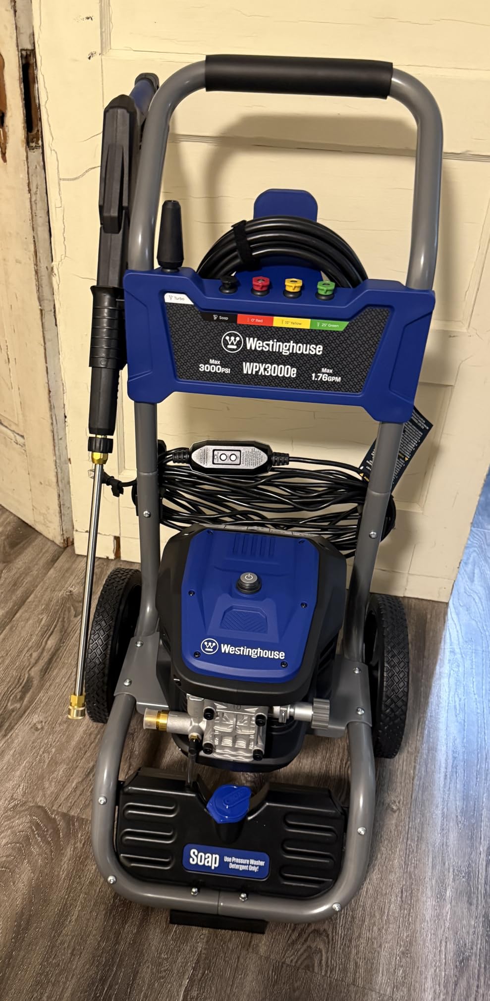 Westinghouse WPX3000e Electric Pressure Washer, 3000 Max PSI and 1.76 Max GPM, Induction Motor, Onboard Soap Tank, Spray Gun and Wand, 5 Nozzle Set, for Cars/Fences/Driveways/Homes/Patios/Furniture customer photo 1