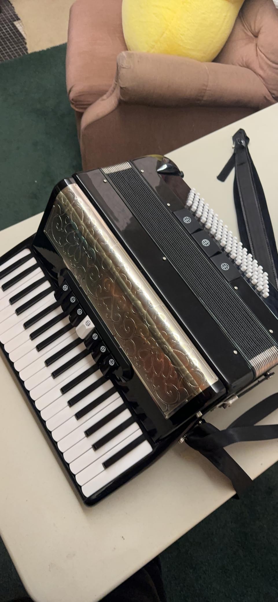 Accordion - 37 Key 96 Bass Professional Model for Beginners to Advanced Players, Includes Adjustable Strap & Backpack - Ideal for Classes, Practice & Live Performance (White) customer photo 2