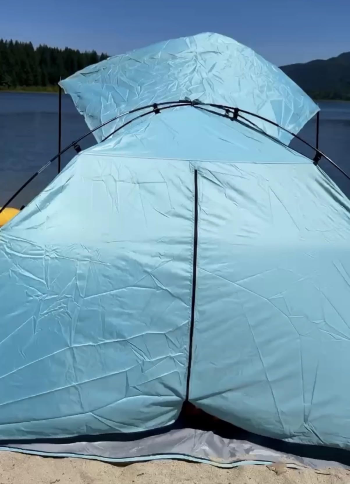 Elegear CumbreX Beach Tent Sun Shelter with Canopy, 4-5 Person Pop Up Beach Tent, Easy Setup UPF 50+ UV Protection Portable Lightweight Double Silver Coating Beach Cabana Sun Shade Shelter - Sky Blue customer photo 2