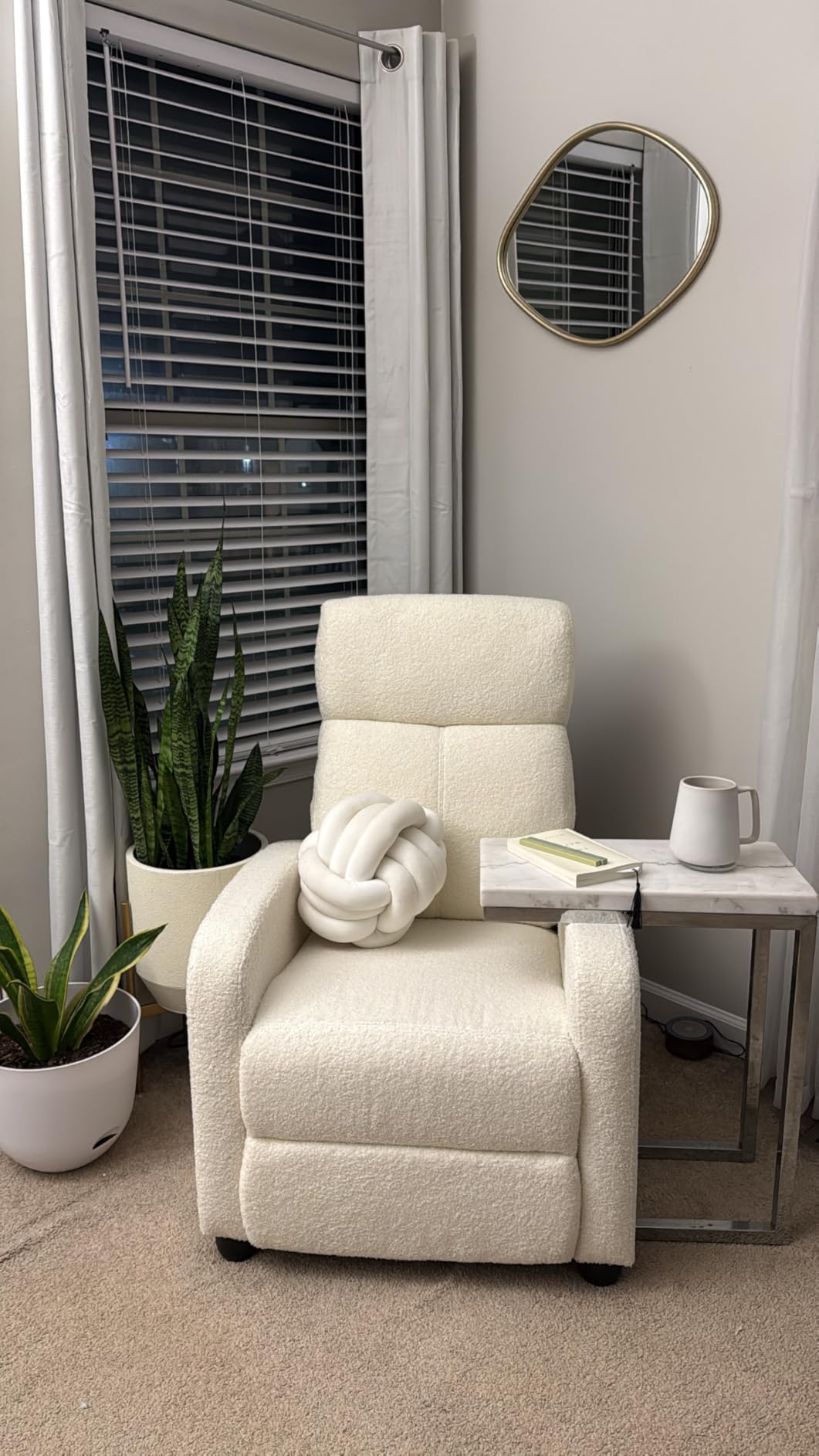 Yaheetech Fabric Recliner Chair Single Sofa Home Theater Seatting Adjustable Modern Single Reclining Chair for Living Room Bedroom Home Theater Ivory customer photo 2