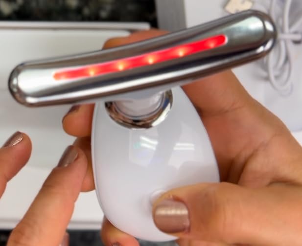 Red Light Therapy for Face, 7 Color LED Facial Light Therapy Wand for Skin Care at Home Blue Light Therapy Face Massager Tool for Neck (White) customer photo 1