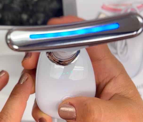 Red Light Therapy for Face, 7 Color LED Facial Light Therapy Wand for Skin Care at Home Blue Light Therapy Face Massager Tool for Neck (White) customer photo 2