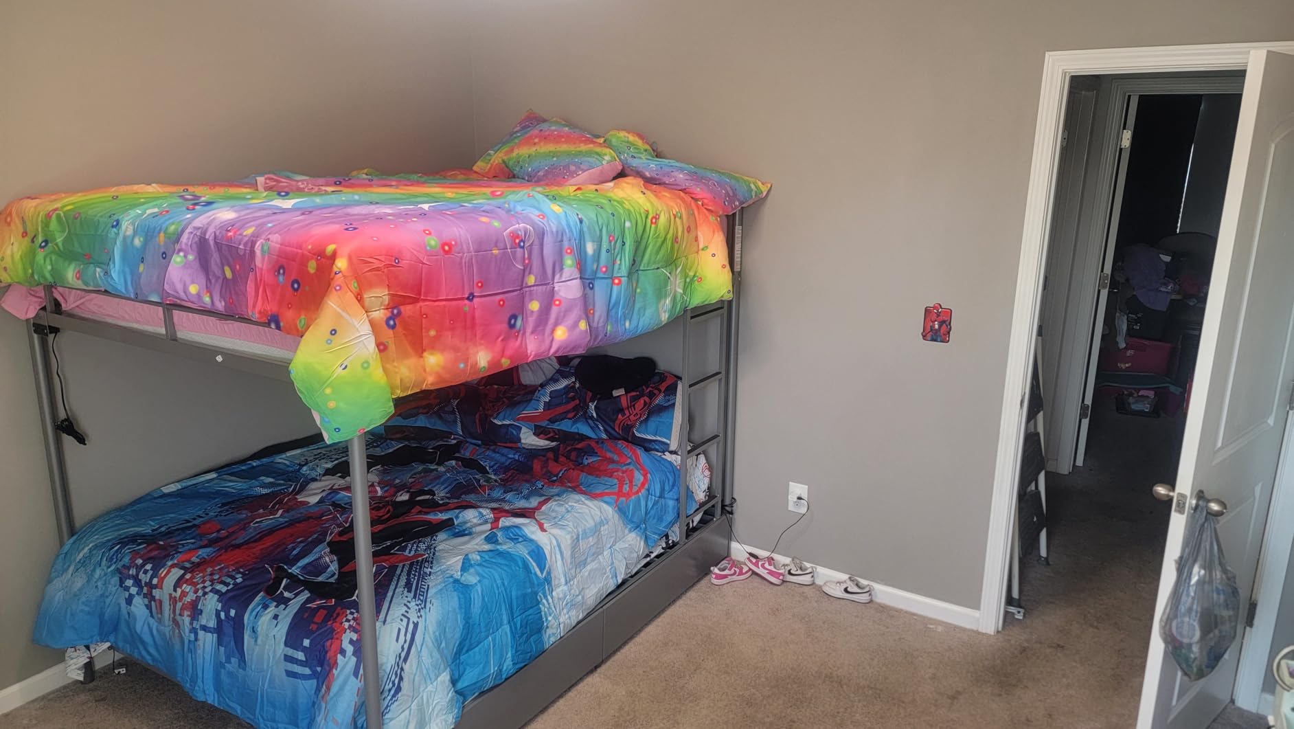Rolanstar Metal Bunk Bed Twin Over Twin with USB Charging Station, LED Bunk Bed with 2 Storage Drawers, Bed with Safety Guardrail & Ladders, No Box Spring Needed, Easy Assembly, Black customer photo 2