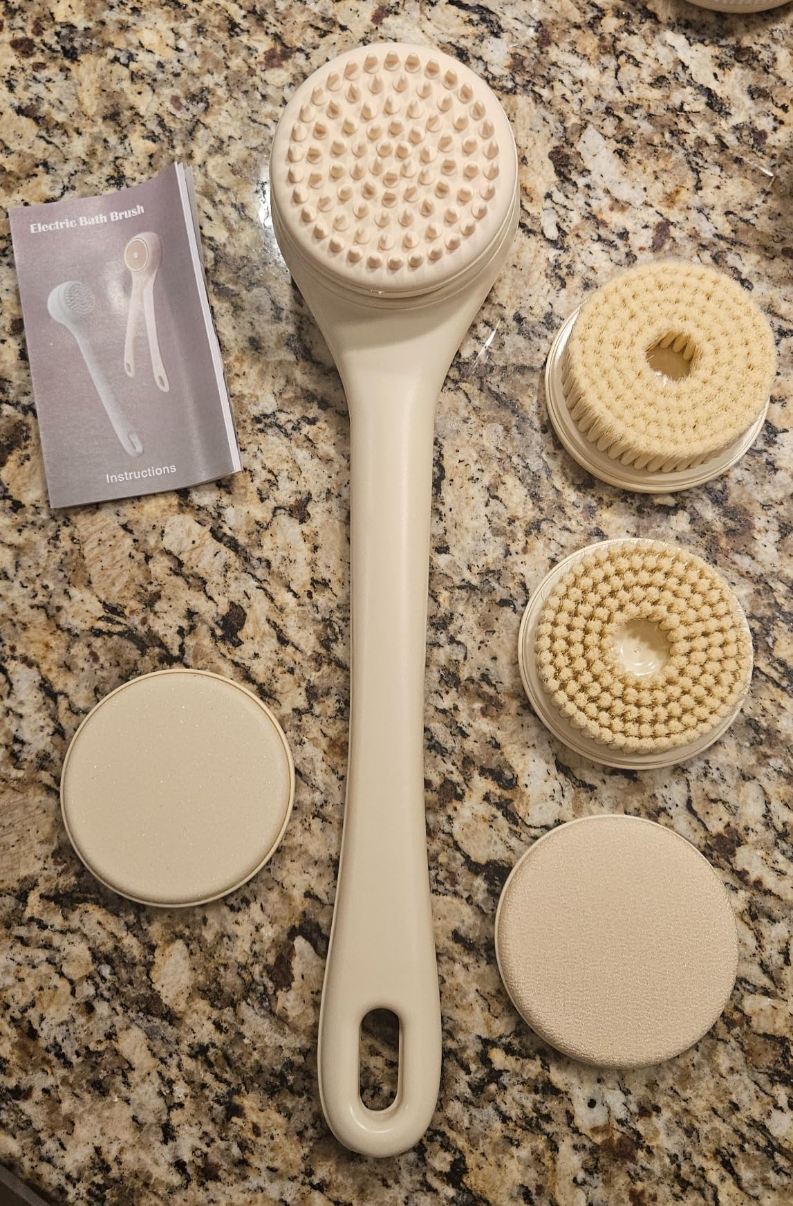 Electric Body Brush Back Scrubber for Shower, Auto Spinning Exfoliating Massage Bath Brush Rechargeable, Dual Long Handle, Deep Cleansing, Waterproof, Rotating Body Brushes with 5 Brush Heads customer photo 1