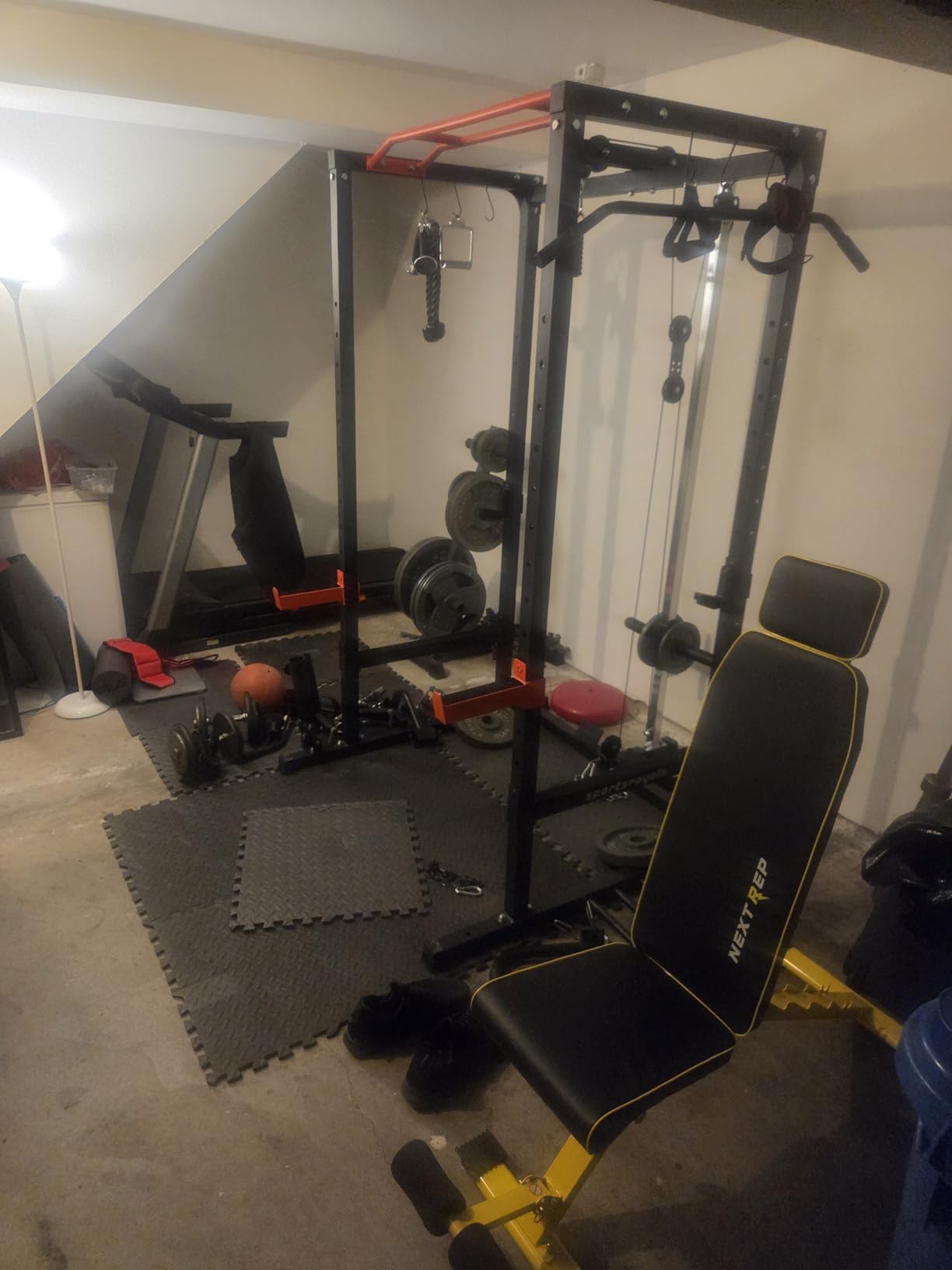 SPORTSROYALS Power Rack, Multi-Functional Power Cage with Pulley System & LAT Pull Down customer photo 2