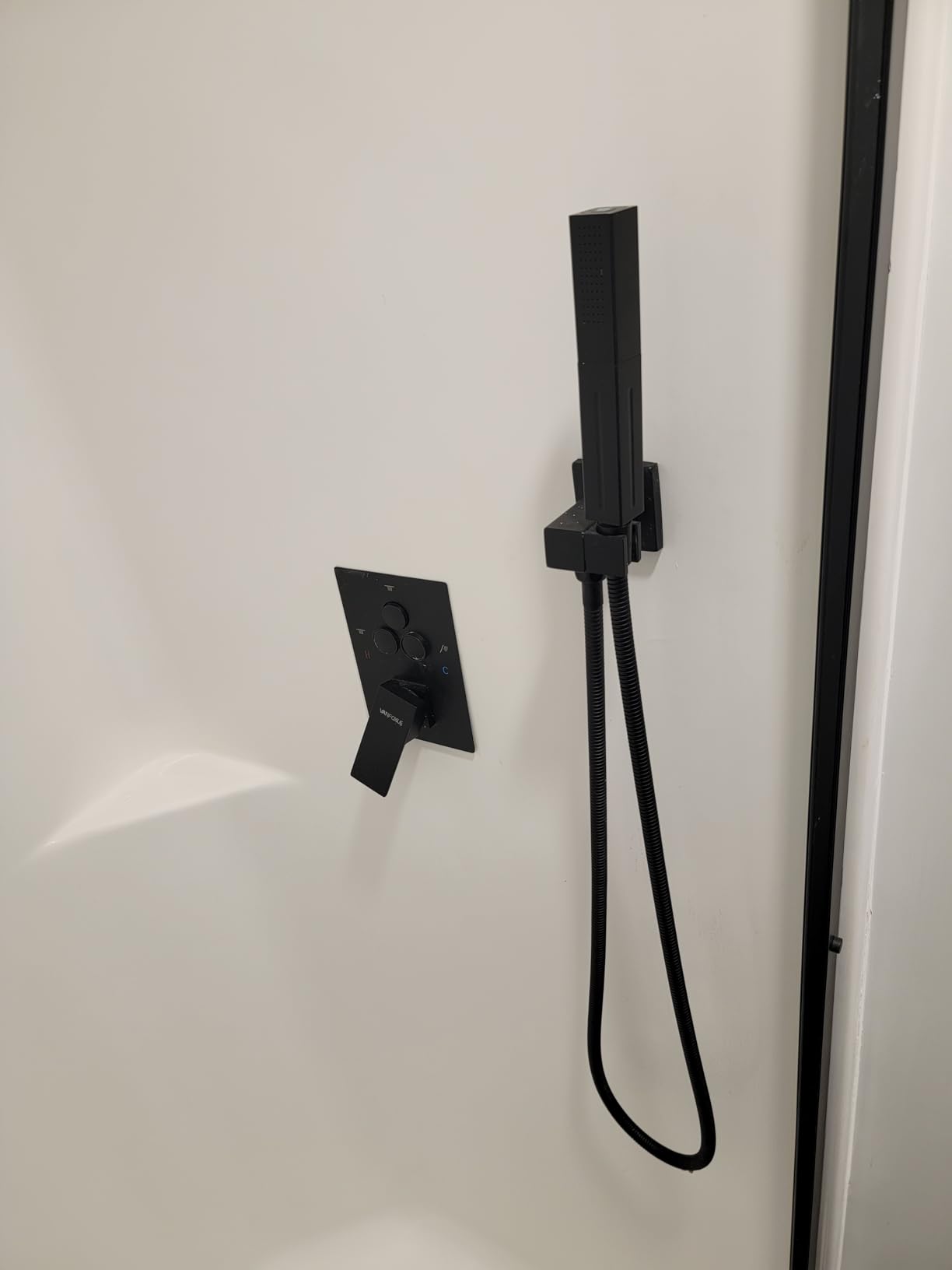 VANFOXLE Shower Faucet Set Matte Black Shower System,Push Button Diverter Shower Faucet with 2 in 1 Handheld,Ceiling Mount 10 Inch Shower Head with 6 Inch Wall Mount Shower Head customer photo 1