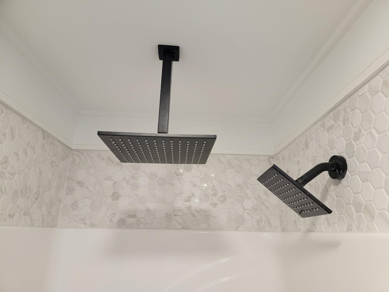 VANFOXLE Shower Faucet Set Matte Black Shower System,Push Button Diverter Shower Faucet with 2 in 1 Handheld,Ceiling Mount 10 Inch Shower Head with 6 Inch Wall Mount Shower Head customer photo 2