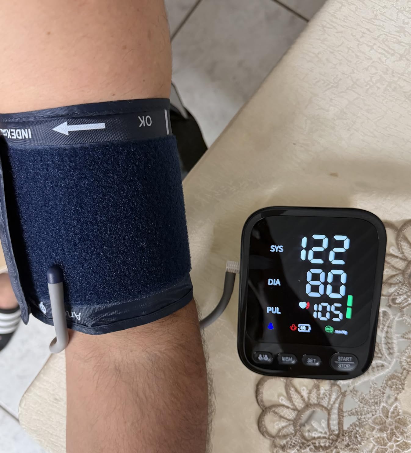 Blood Pressure Machine, Automatic Upper Arm Blood Pressure Monitor with 2x199 readout, 4.5 inch Backlit Large Screen Adjustable Large Cuff 9 to 17 inches - arrhythmia and Home Hypertension Detector customer photo 1