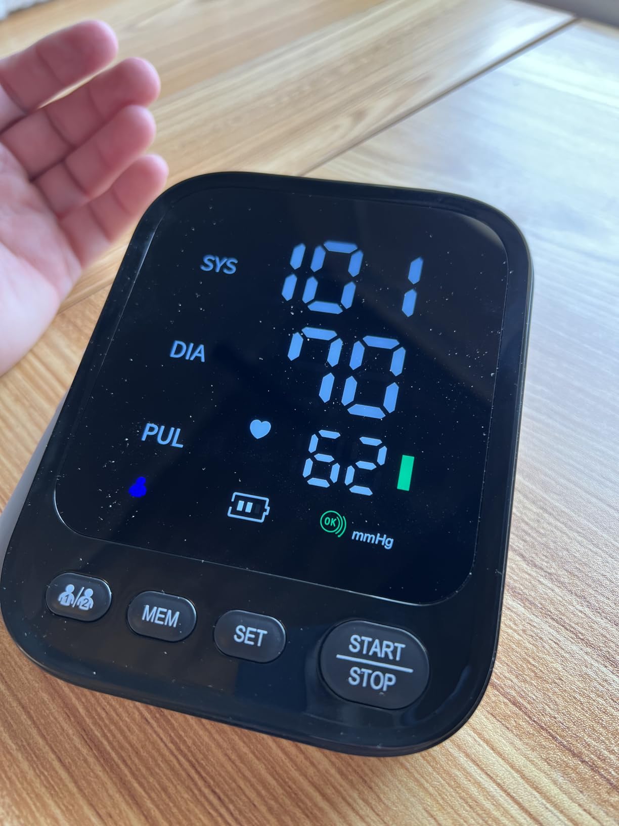 Blood Pressure Machine, Automatic Upper Arm Blood Pressure Monitor with 2x199 readout, 4.5 inch Backlit Large Screen Adjustable Large Cuff 9 to 17 inches - arrhythmia and Home Hypertension Detector customer photo 2