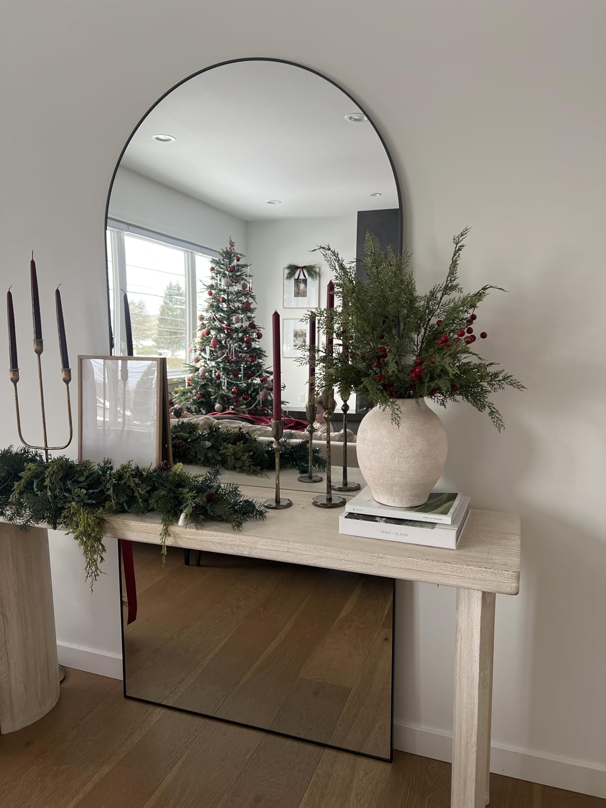 NicBex Oversized Full-Body Mirror, Large Arched Full Length Mirror with Stand, 76