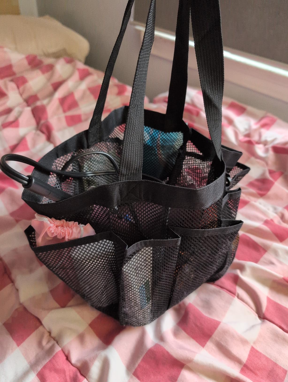 Fammart Mesh Shower Caddy Portable for College Dorm Room Essentials, 8-Pocket Large Shower Basket Tote Bag with 2 Handles for Toiletry, Bathroom, Beach, Camp, Gym customer photo 1