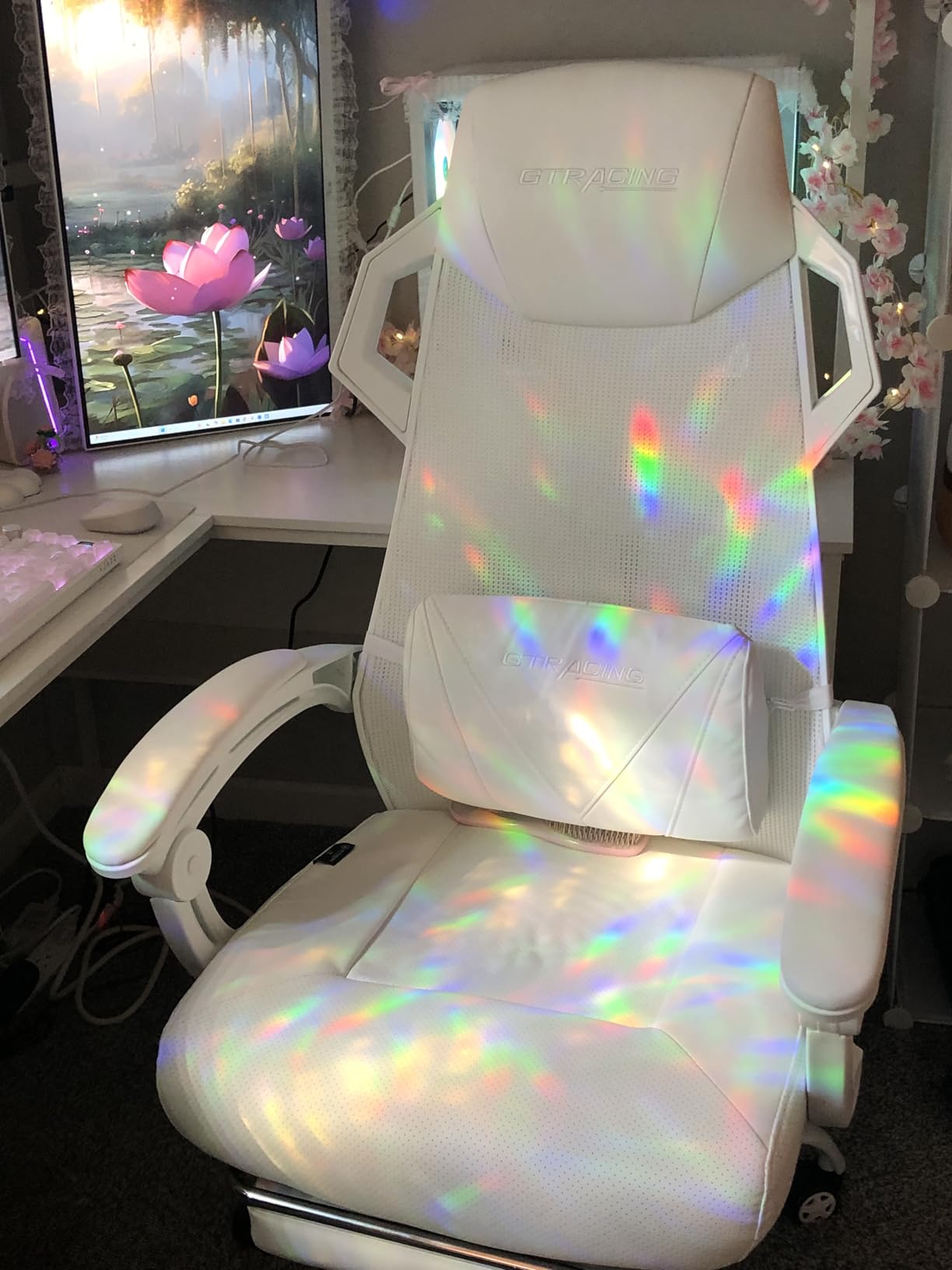 GTPLAYER Gaming Chair, Computer Chair with Mesh Back, Ergonomic Gaming Chair with Footrest, Reclining Gamer Chair with Adjustable Headrest and Lumbar Support for Gaming and Office customer photo 2