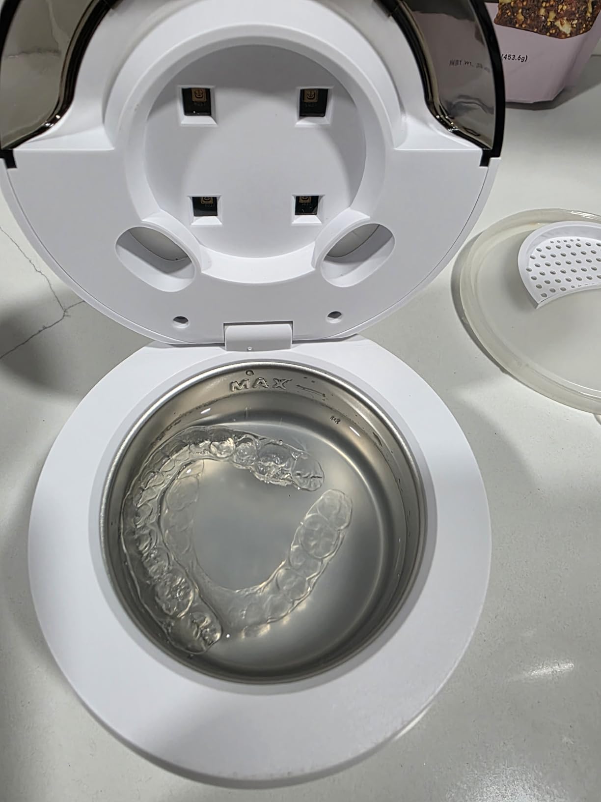 Aotuda 45kHz Retainer Cleaner Machine, 200ML Ultrasonic Dental Cleaning Pod with 4 Modes, Digital Timer, Mouth Guard Cleaner for Denture, Aligner, Braces, Toothbrush, Jewelry and More customer photo 2