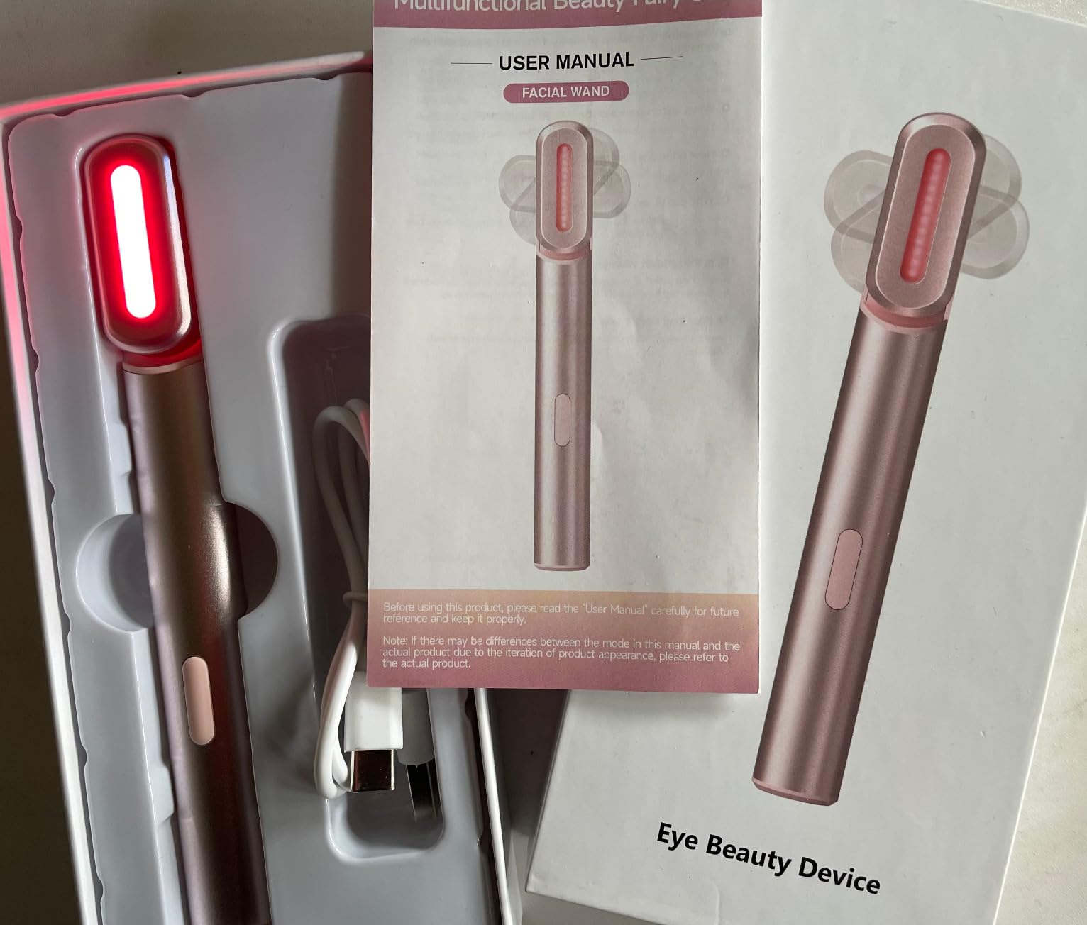 4-in-1 Light-Therapy-Wand, Red Light Therapy for Face and Neck - Microcurrent Facial Device for Anti-Aging - Face & Eye Massager Skincare (2 Colors led Light) customer photo 1