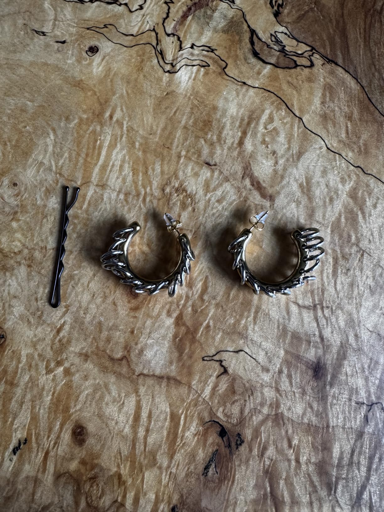 Chunky Gold Hoop Earrings Statement 18K Gold Plated C Hoop Earrings Stainless Steel Thick Hypoallergenic Hoops customer photo 1
