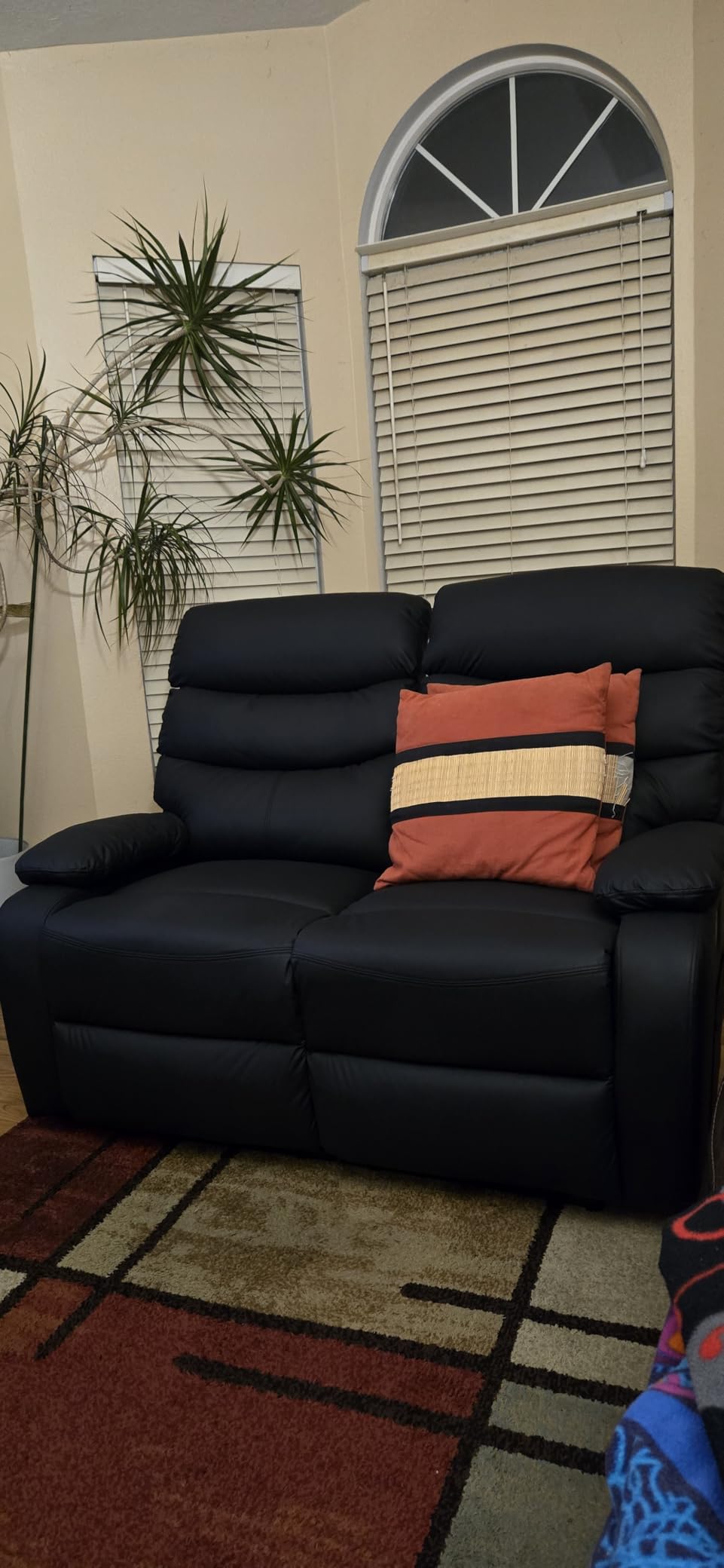 Reclining Loveseat, Anti-Scratch Leather Double Recliner Sofa with Side Pocket, Wall Hugger Loveseat Recliner for Living Room, RV, Home Theater customer photo 2
