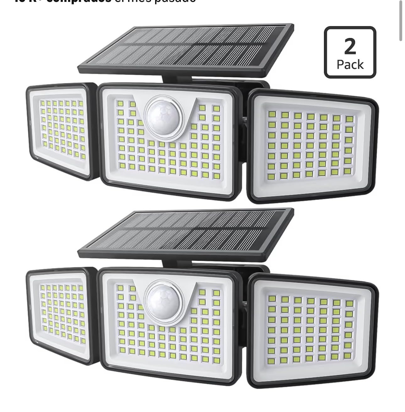 daphino 2500LM Solar Lights Outdoor with Motion Sensor,3 Head 270° Wide Angle Street Area Lights, IP65 Waterproof Security Lighting with 3 Modes(Non-Remote,2 Pcs) customer photo 2