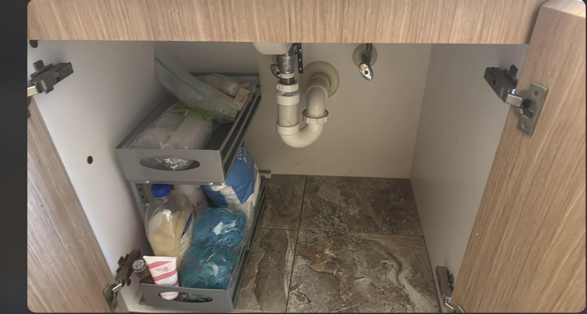 Under Sink Organizer, 2 Tier Under Sink Organizers and Storage, Adjustable Height, Slide out Metal Cabinet Organizers, Pull out Cabinet Storage Drawer Shelf for Kitchen Bathroom (White, 1 Pack) customer photo 2