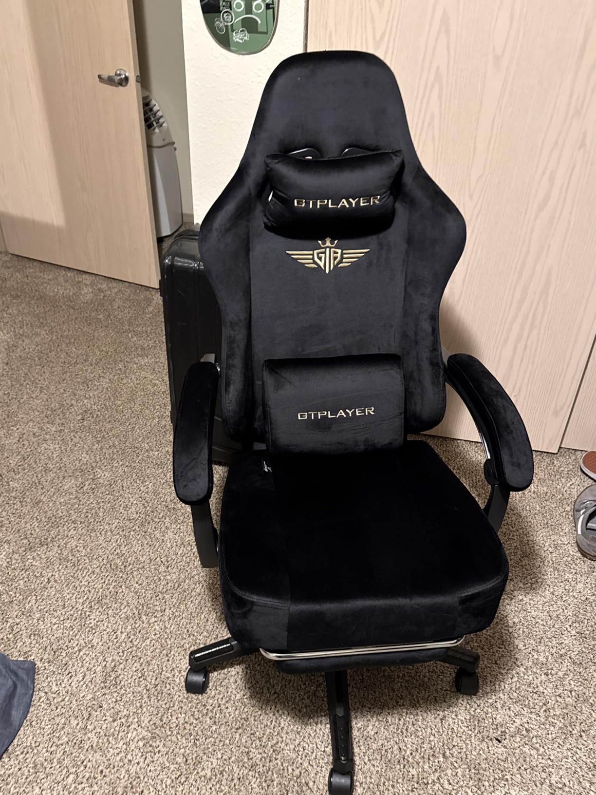 GTPLAYER Big and Tall Gaming Chair Fabric with Pocket Spring Cushion, High Back Ergonomic Computer Chair with Footrest for Adults Lumbar Support Swivel Game Chair for Office Gaming 350LBS, Black customer photo 2