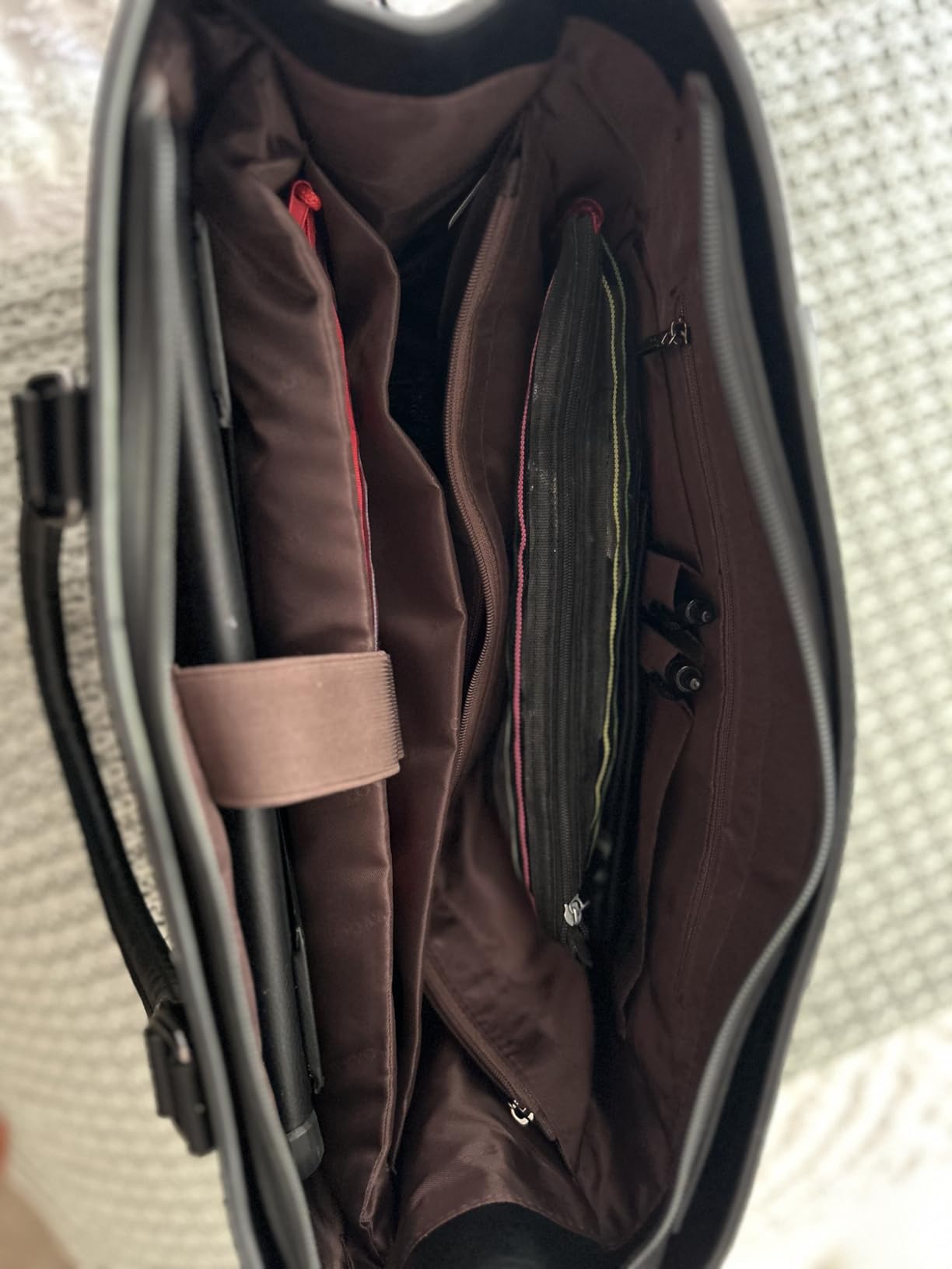 LOVEVOOK Laptop Tote Bag for Women, 17.3 Inch Large Capacity Vintage Leather Work Computer Bag, Business Casual Shoulder Handbag, Dark Brown customer photo 2